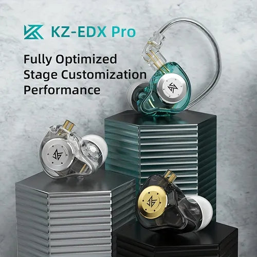 KZ EDX PRO 入耳式耳机，带有线 IEM 耳塞 HiFi 深沉低音包耳式耳机，带全新 10 毫米动态驱动器、可拆卸线缆、耳塞