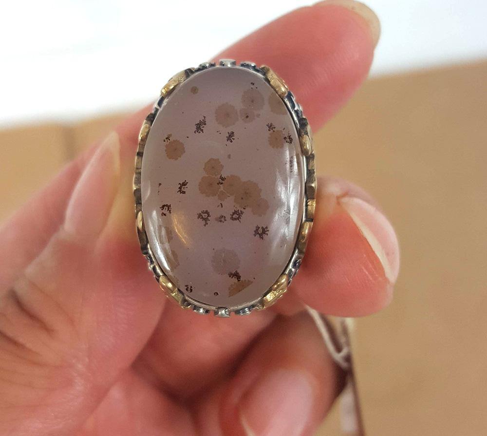 Yemeni Rare Genuine Agate 925 Silver Men's Ring MFPN0045 - Arabian Shopping Zone