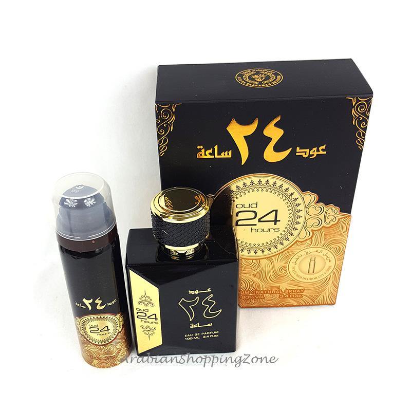 Ard AL Zaafaran Oud 24 Hours Unisex Spray Perfume 100ml EDP + Deodorant - Arabian Shopping Zone