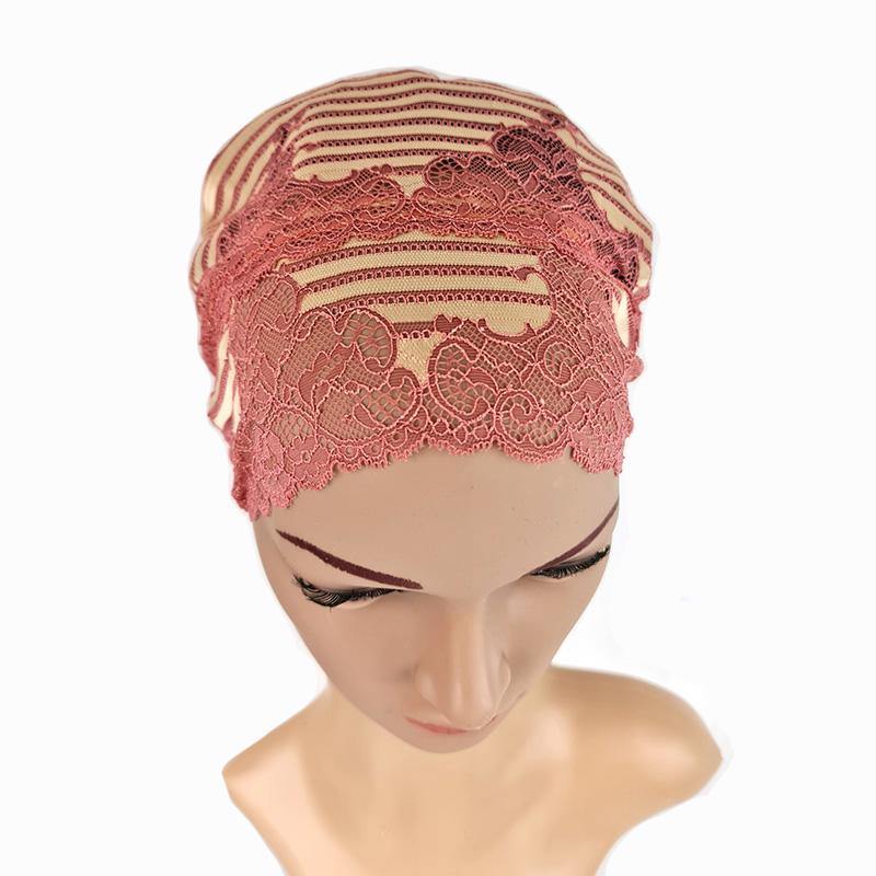 Full Lace Muslim Inner Hijab Caps Flower-Back Islamic Underscarf Hats - Arabian Shopping Zone