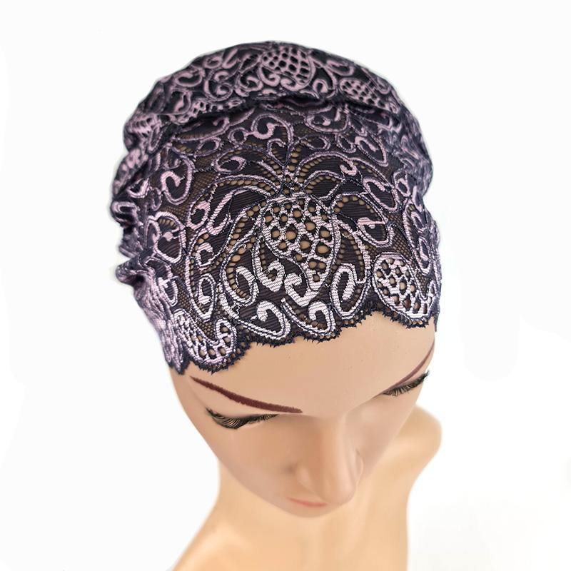 Full Lace Muslim Inner Hijab Caps Flower-Back Islamic Underscarf Hats - Arabian Shopping Zone