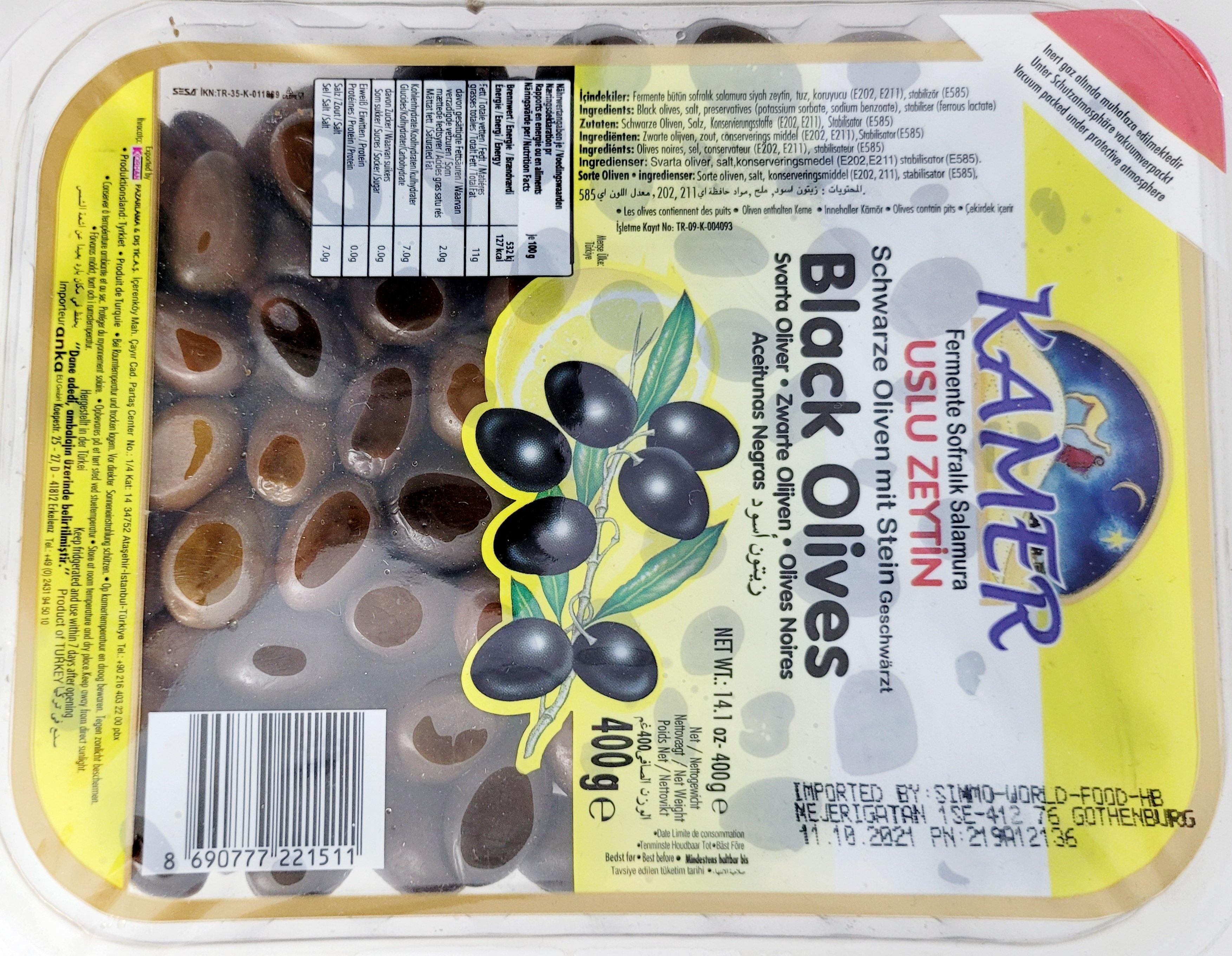 Kamer Black Olives 400g - Arabian Shopping Zone