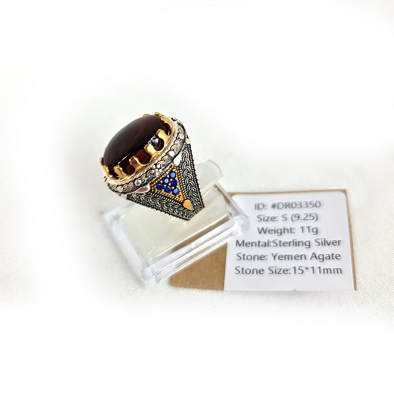 Yemeni Rare Original Achat 925 Silber Herren Ring DR03350