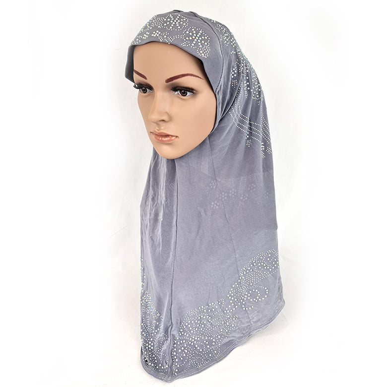 One-Piece Rhinestone Muslim Hijab Fashion Islamic Scarf Viscose CrystalHemp