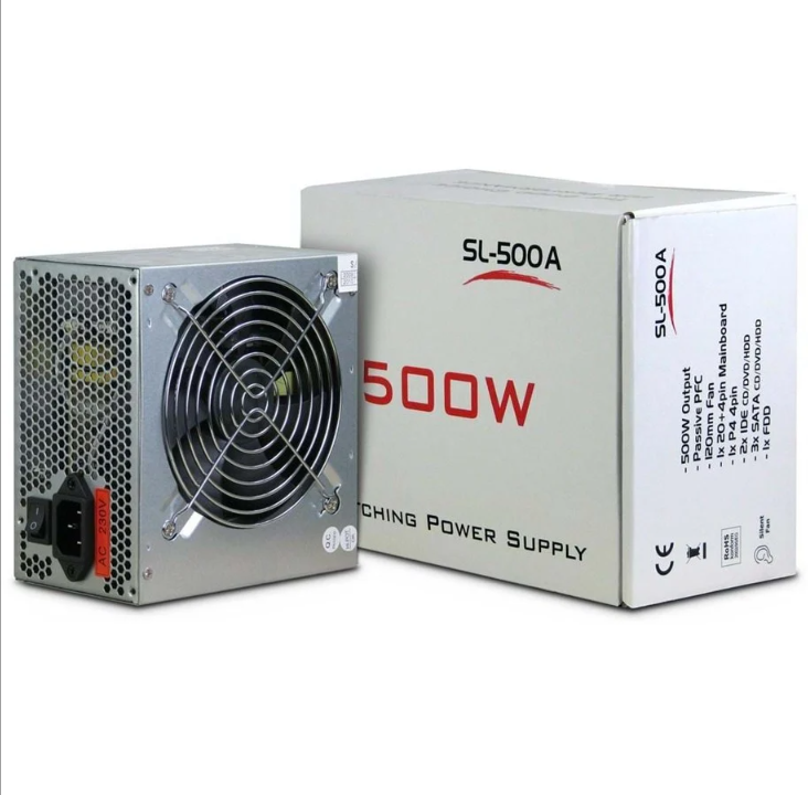 Inter-Tech SL-500A Power Supply - 500 Watt - 120mm - 80 Plus