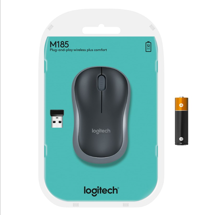 Logitech Wireless Mouse M185 - Mouse - Optic - 3 buttons - Gr?