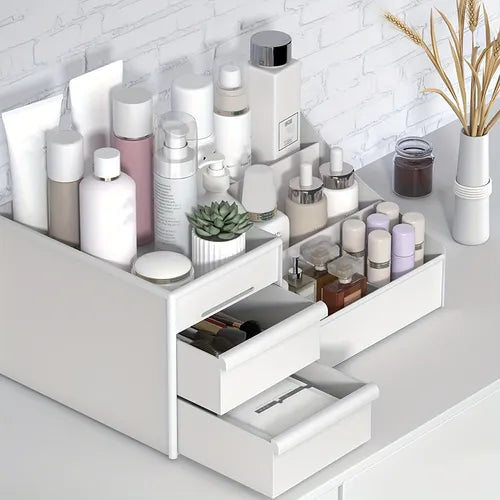 1pc Makeup Organizer With Drawers, Countertop Cosmetic Storage Box, Makeup Organizer Storage Box, Cute Bedroom Bathroom Organizer Drawers Countertop For Women And Girls