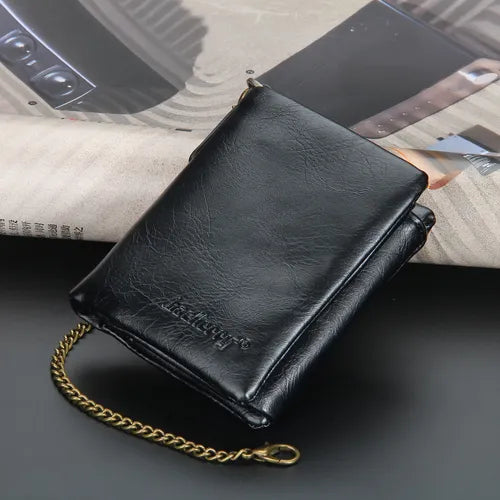 Men's Short Three-fold Wallet Retro Vertical Multi-card Slot Coin Purse Wallet