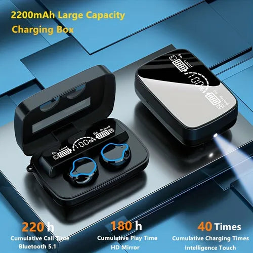 Wireless BT 5.0 Earphones TWS Wireless Headphone HIFI In-ear Earbuds Sport Running Headset With Mic 2200mAh Charging Box