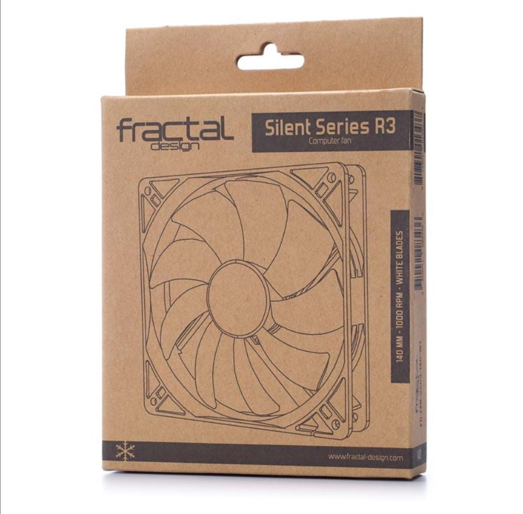 Fractal Design Silent Series R3 - مروحة جلدية - مروحة هيكل - 140 مم - أسود بأجنحة بيضاء - 21 ديسيبل