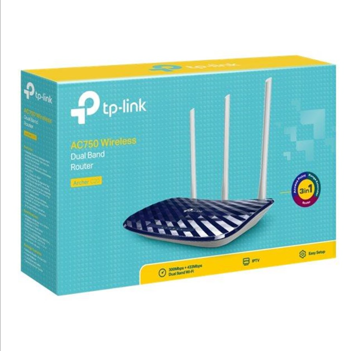 TP-Link Archer C20 AC750 - راوتر لاسلكي - 802. - راوتر لاسلكي Wi-Fi 5