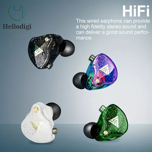 Hellodigi Detachable Wired Earphone 1DD Dynamic With Mic Copper Driver Hifi  In-Ear Subwoofer Headphone Sport Music Game Monitor Earbuds Headset Gift For Birthday/Easter/Boy/Girlfriends