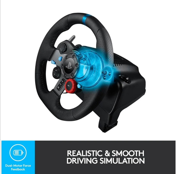 Logitech G29 Driving Force Racing Wheel (PS5 / PS4 / PS3 / PC) - Steering wheel & Pedal set - Sony PlayStation 4