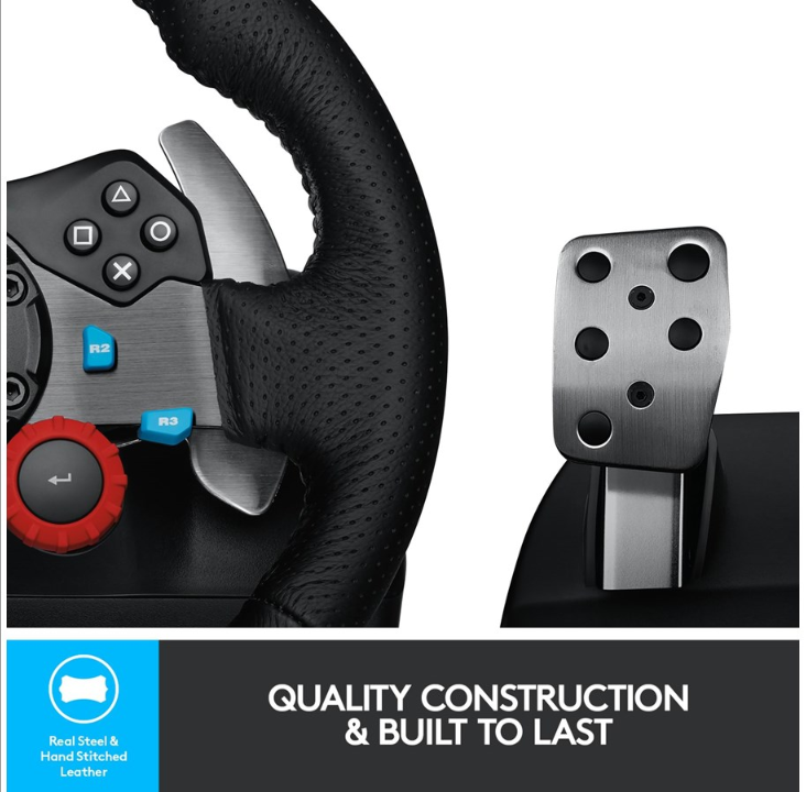 عجلة القيادة Logitech G29 Driving Force (PS5 / PS4 / PS3 / PC) - عجلة القيادة ومجموعة الدواسات - Sony PlayStation 4