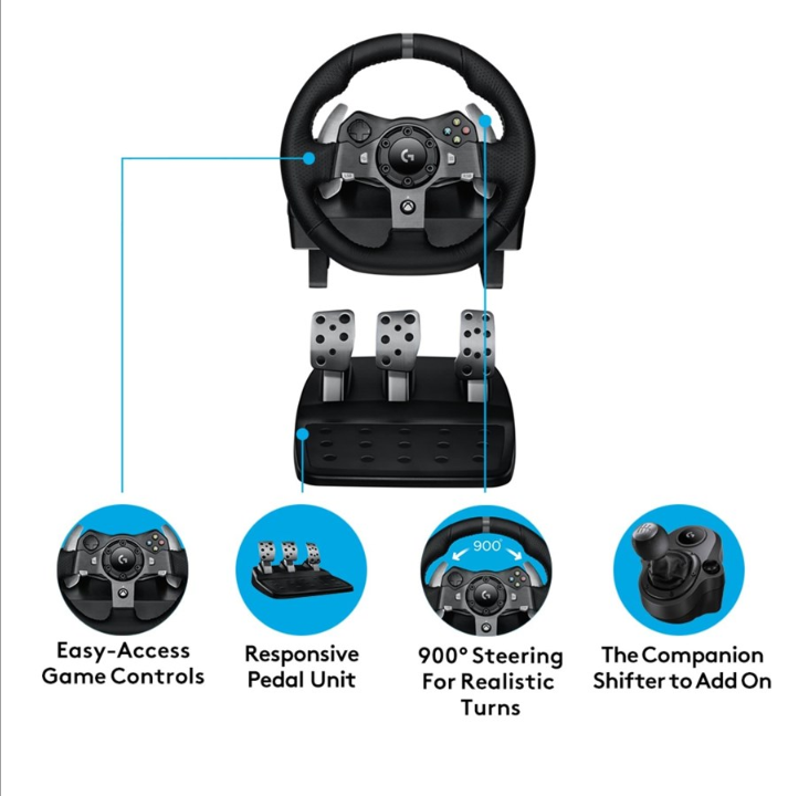 Logitech G920 Driving Force (Xbox XS / Xbox One / PC) - Steering wheel & Pedal set - Microsoft Xbox One