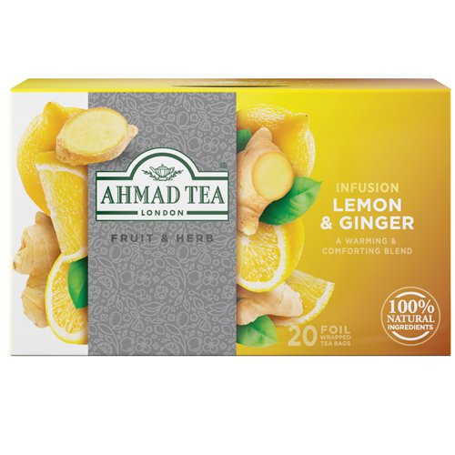 Ahmad Herbal Tea. Lemon & Ginger infusion 20 teabags