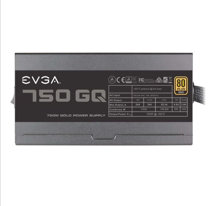 باور سبلاي EVGA SuperNOVA 750 GQ - 750 وات - 135 ملم - شهادة 80 بلس الذهبية