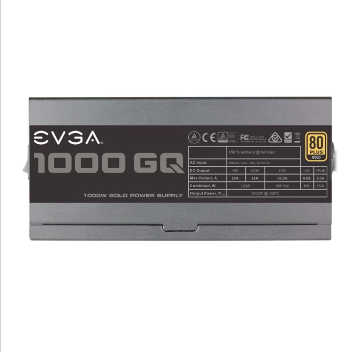 EVGA SuperNOVA 1000 GQ power supply - 1000 Watt - 135 mm - 80 Plus Gold certificate