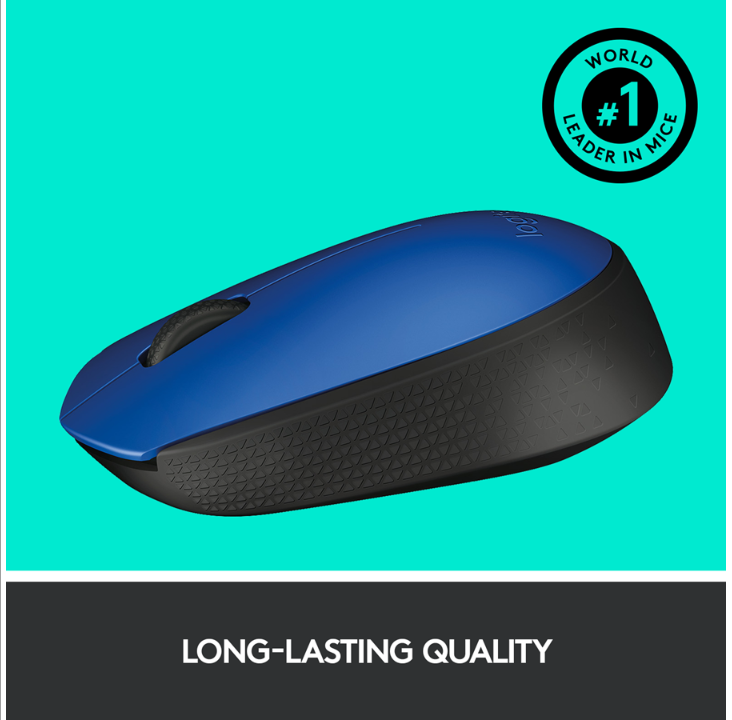 Logitech Logicool M171 - 鼠标 - 2.4 GHz - 蓝色/应答 - 鼠标 - 光学 - 3 个按钮 - 黑色