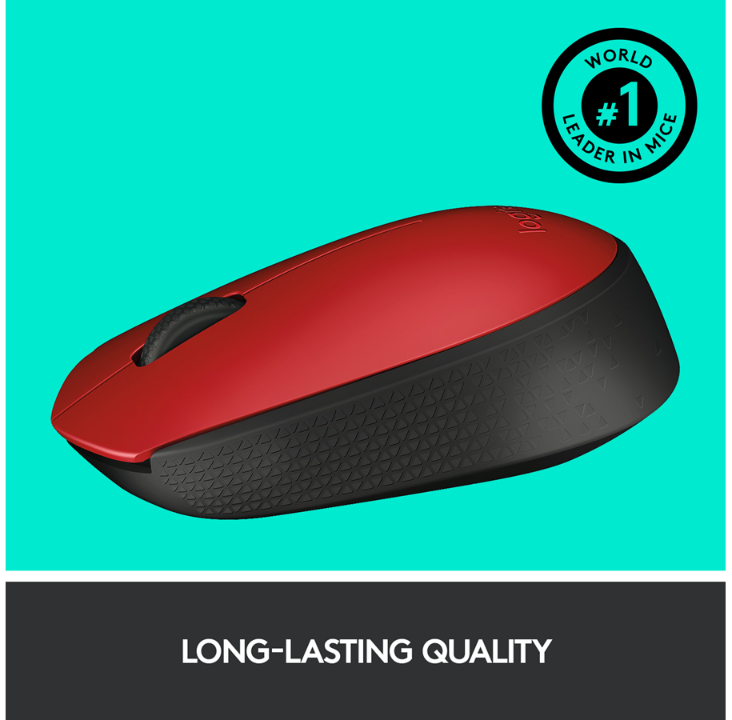 Logitech M171 - mouse - 2.4 GHz - black, red - Mouse - Optic - 3 buttons - Black