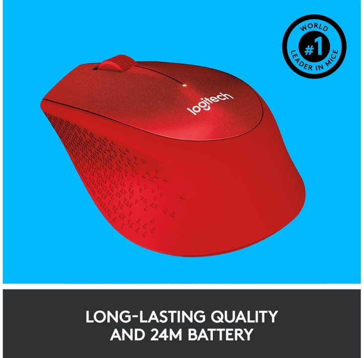 Logitech M330 Silent Plus - Mouse - Optic - 3 buttons - Red