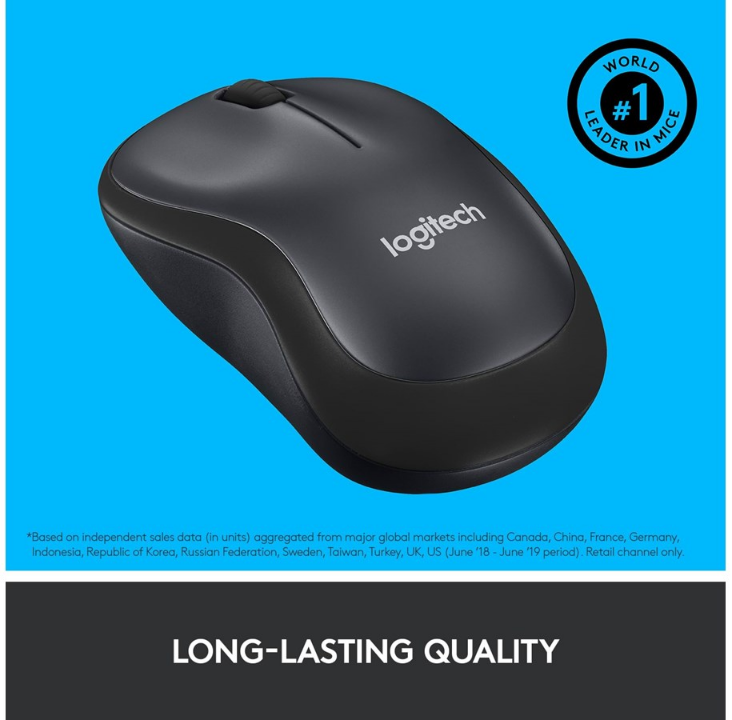 Logitech M220 Silent Wireless PC Mouse - Mouse - Optic - 3 buttons - Black