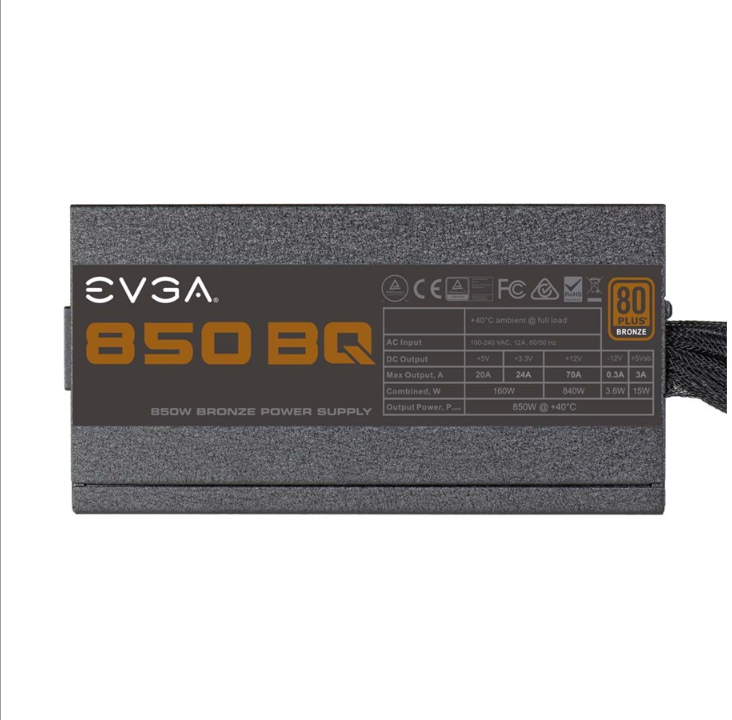 EVGA BQ 850 电源 - 850 瓦 - 140 毫米 - 80 Plus 铜牌证书