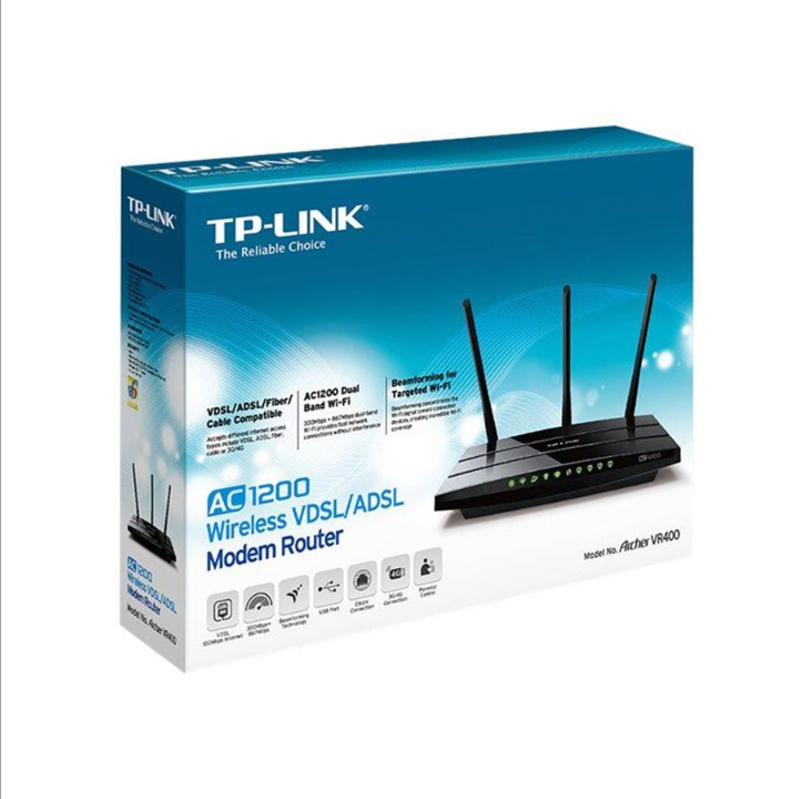 تي بي لينك آرتشر VR400 AC1200 راوتر مودم VDSL/ADSL لاسلكي - راوتر لاسلكي واي فاي 5