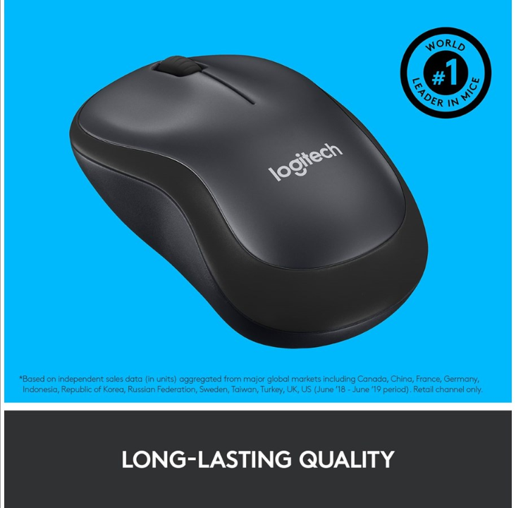 Logitech B220 Silent - Mouse - Optic - 3 buttons - Black