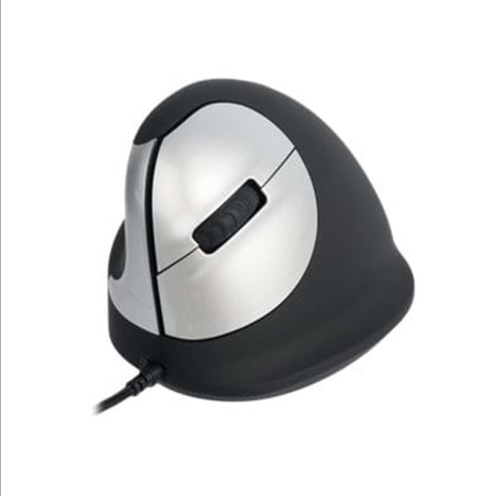 R-Go Tools R-Go HE Mouse Vertical Mouse Medium Left - Ergonomic mouse - 5 buttons - Silver