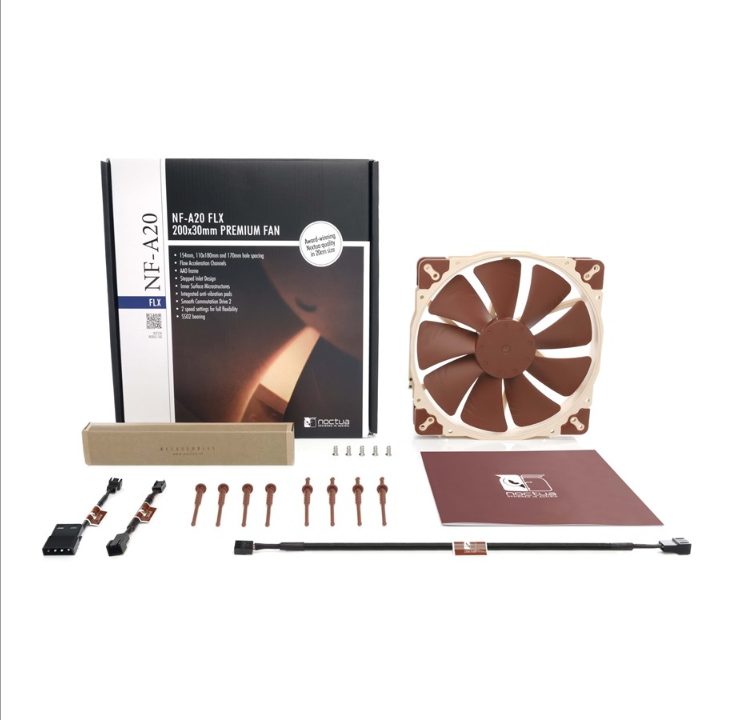 Noctua NF-A20 FLX - Chassis fan - 200mm - Brown - 18 dBA