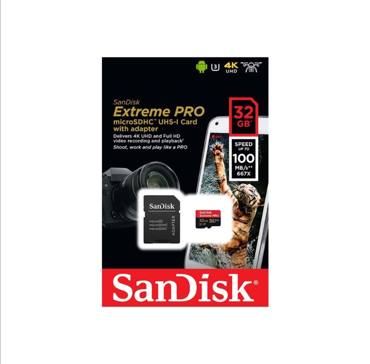 SanDisk Extreme Pro microSD/SD - 100MB/s - 32GB