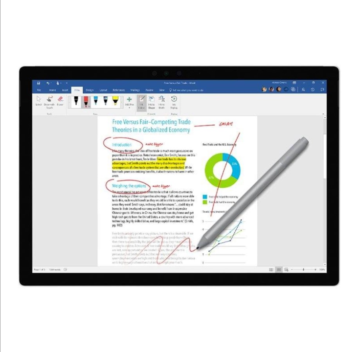 Microsoft Surface Pen V4 - Platinum (EYV-00011) - Stylus - Stylus - 2 buttons - Silver