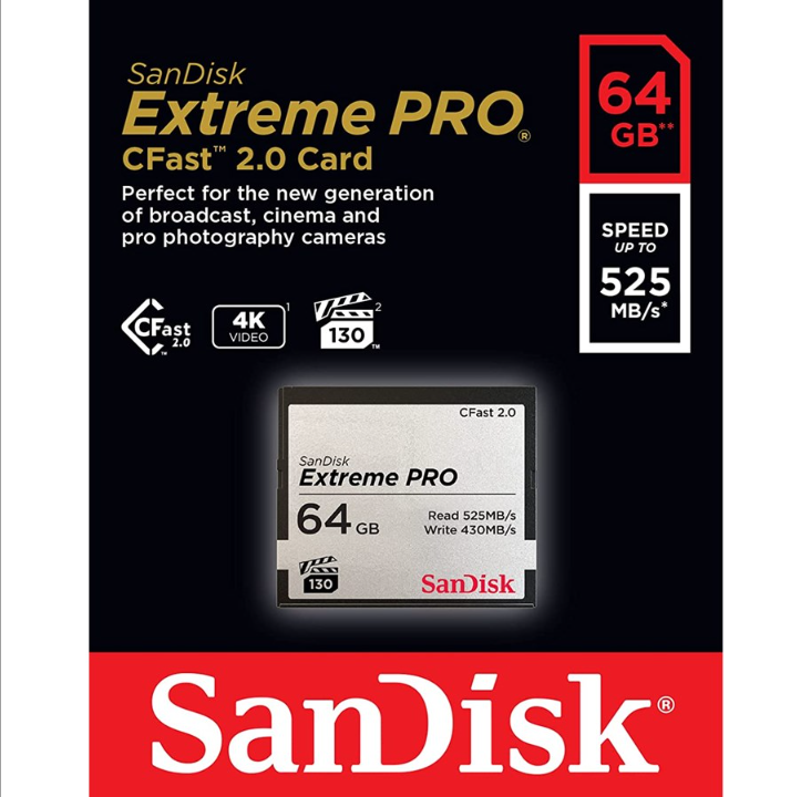 SanDisk Extreme Pro CFast 2.0 - 525MB/s - 64GB