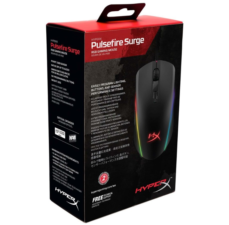 HyperX Pulsefire Surge RGB - Gaming mouse - Optic - 6 buttons - Black