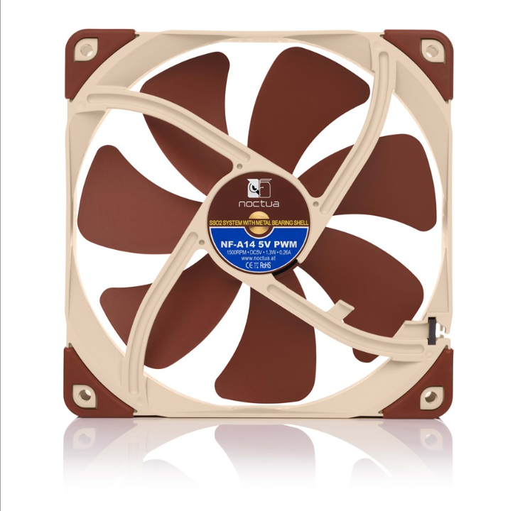 Noctua NF-A14 5V PWM - Chassis fan - 140mm - Brown - 25 dBA