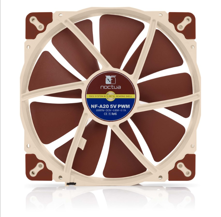 Noctua NF-A20 5V PWM - Chassis fan - 200mm - Brown - 18 dBA