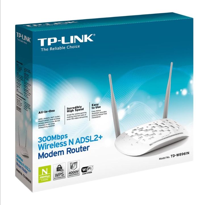 TP-Link N300 ADSL2+ راوتر مودم إيثرنت سريع - راوتر لاسلكي N Standard - 802.11n