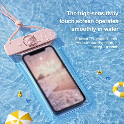 1pc Mobile Phone Waterproof Bag Touch Screen Swimming Drift Transparent Sealed Self-sealing Protective Case Lanyard Neck Waterproof Mobile Phone Case To Keep The Phone Dry Large Capacity Diving Waterproof Bag