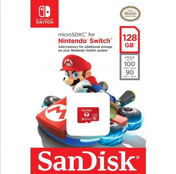 SanDisk Nintendo Switch microSD - 100MB/s - 128GB - Mario edition