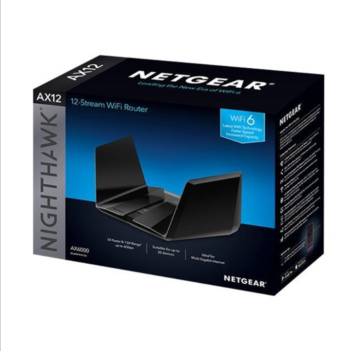 Netgear RAX120 Nighthawk 12-Stream Dual-Band WiFi 6 Router (up to 6Gbps) with NETGEAR Armor MU-MIMO USB 3.0 ports - Wireless router Wi-Fi 6