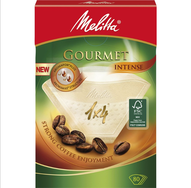 Melitta Coffee filter Gourmet Intense 1X4 White 80 pcs