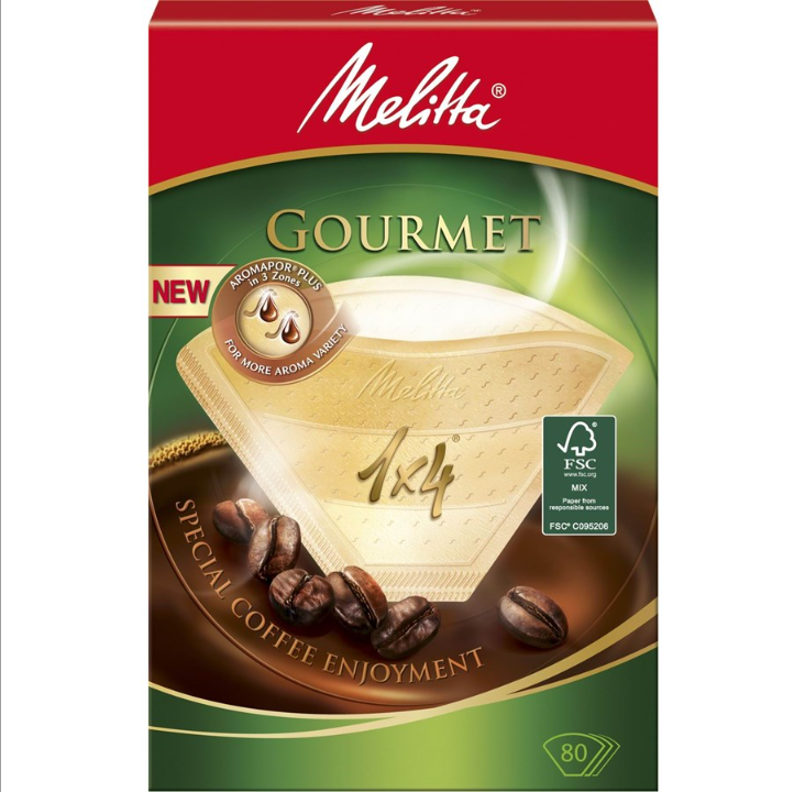 Melitta 咖啡过滤器 Gourmet 1X4 未漂白 80 件