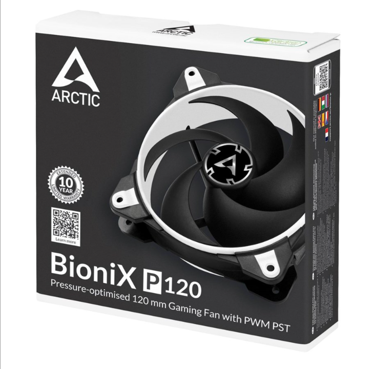 Arctic BioniX P120 - أبيض/أسود - مروحة هيكل - 120 ملم - أسود - 24 ديسيبل