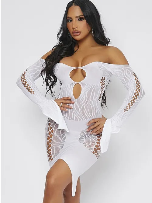 Women's Cut Out Off Shoulder Asymmetrical Hem Min Dresses Sexy Lingerie