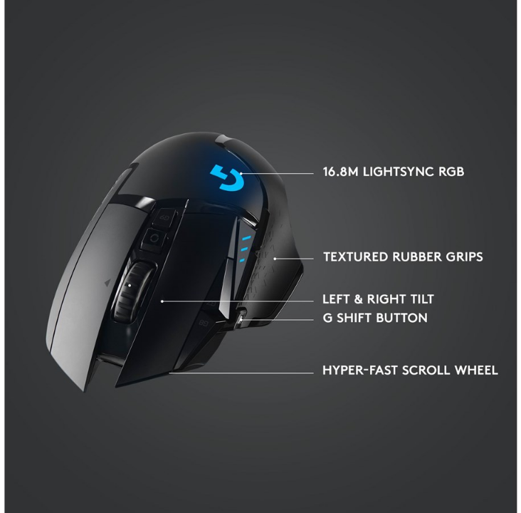 Logitech G502 LIGHTSPEED - Gaming mouse - Optic - 11 buttons - Black with RGB light