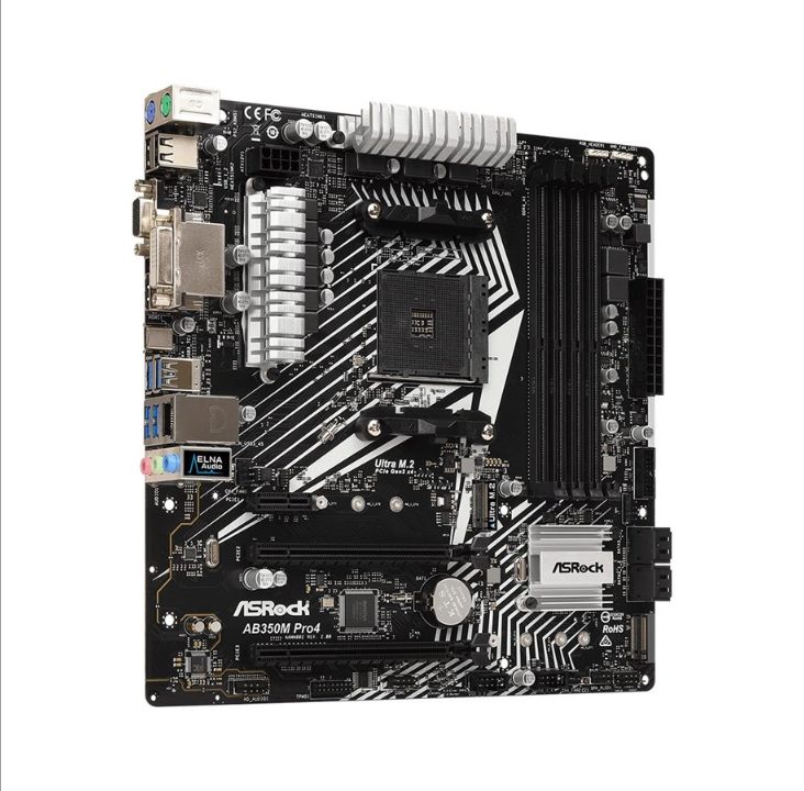 ASRock AB350M Pro4 R2.0 Motherboard - AMD B350 - AMD AM4 socket - DDR4 RAM - Micro-ATX