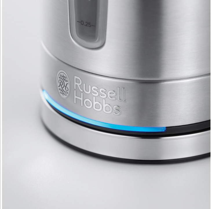 Russell Hobbs 紧凑型家用水壶 24190-70 - 拉丝不锈钢 / 黑色 - 2200 W