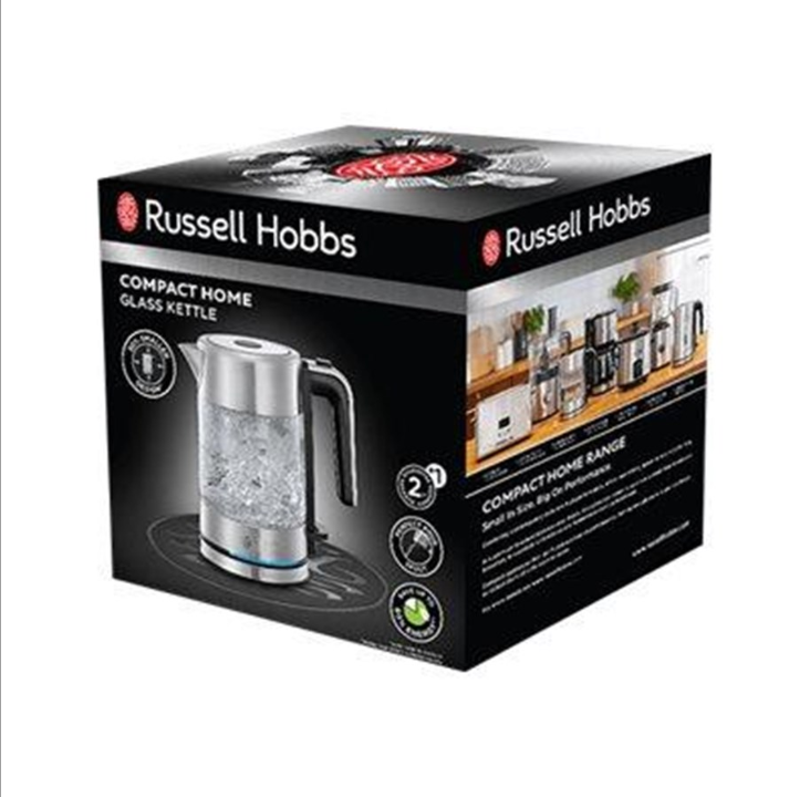 Russell Hobbs Kettle Compact Home 24190-70 - Glass/glossy stainless steel/Bl?k - 2200 W