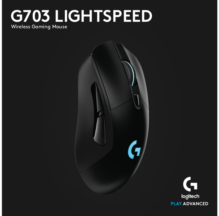 Logitech G703 LIGHTSPEED HERO Wireless - Gaming mouse - Optic - 6 buttons - Black with RGB light